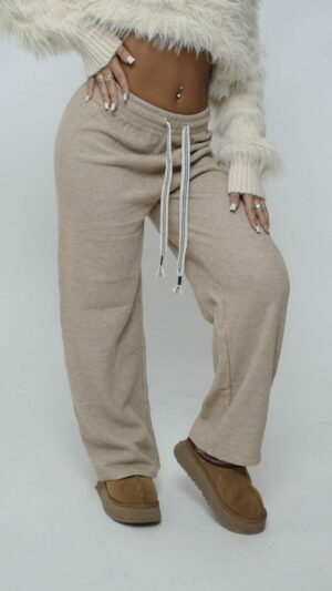 Pantalon jogging polaire beige